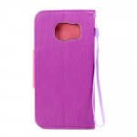 Wholesale Galaxy S7 Edge Color Flip Leather Wallet Case with Strap (Purple Pink)
